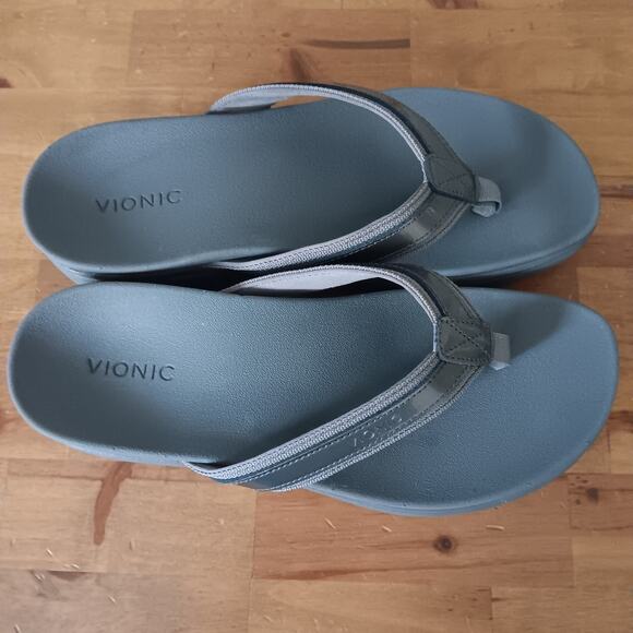 Vionic High Tide Pewter Patent Leather Platform Sandal Women's Size 8.5 M - Picture 4 of 11